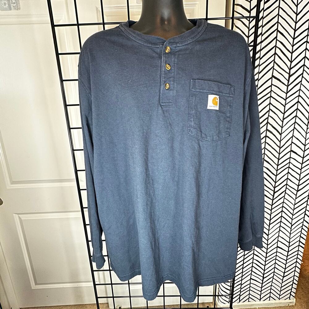 Carhartt Shirt Mens XL Long Sleeve Henley Pocket Loose Fit TK0126
